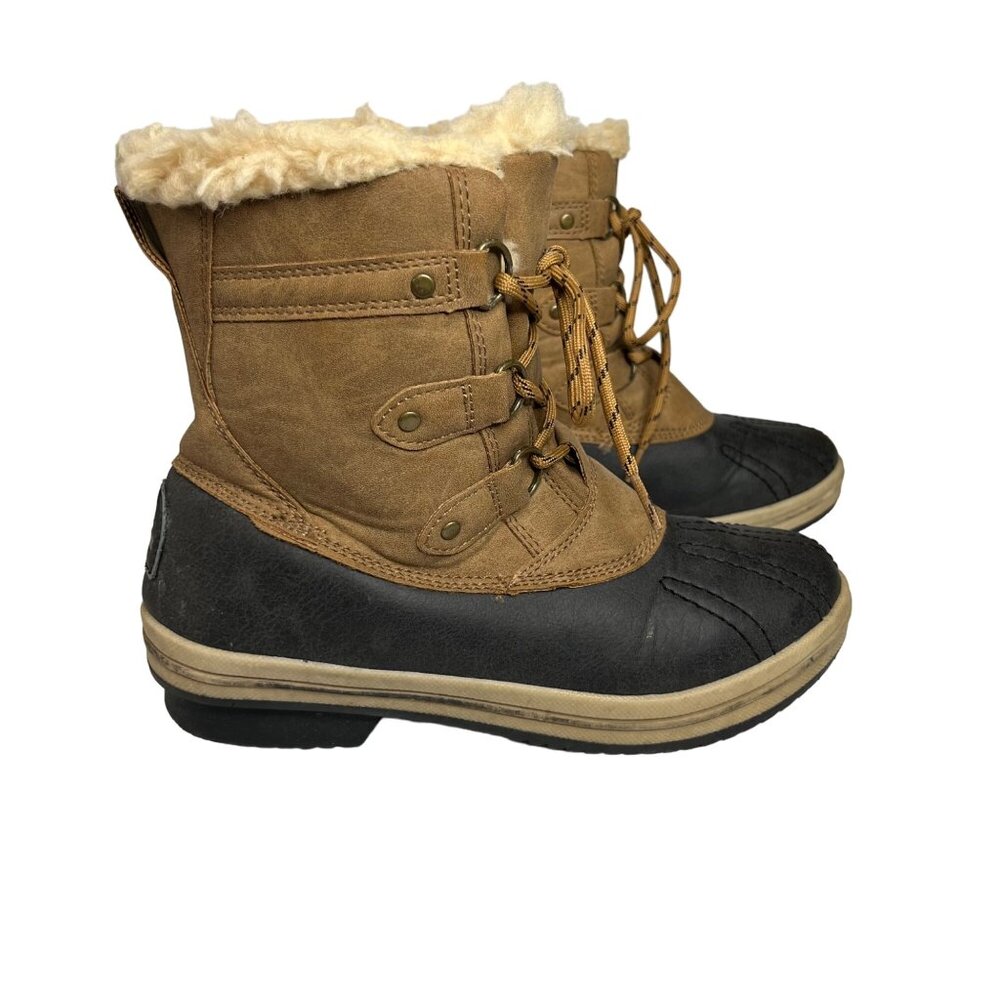 Bear Pawz Womens Winter Gina Boots Faux Leather Wool Winter Brown Size 8